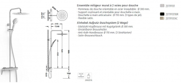 Tres Fuji Duschset Duschsystem Einhebel Aufputz 28119101