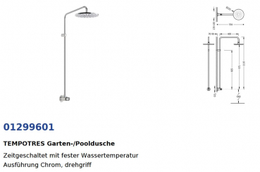 Tres Gartendusche Außendusche Pooldusche Schwimmbad-Dusche 01299601, modernes Design für Ihren Garten