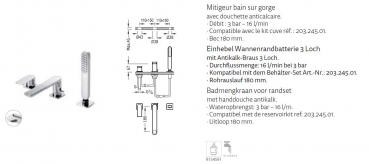 Tres Loft-Tres Badewannenarmatur Wannenrand-Batterie 20016203, modernes Design für Ihr Badezimmer