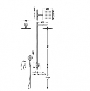 Tres Loft-Tres Duschset Duschkombination mit Handbrause 20018011, modernes Design für Ihr Badezimmer