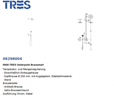 Tres Max-Tres Duschset Duschkombination Brauseset 06298004, modernes Design für Ihr Badezimmer