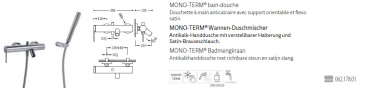 Tres Mono-Term Badewannenauslauf mit Handbrause 06217801, modernes Design für Ihr Badezimmer