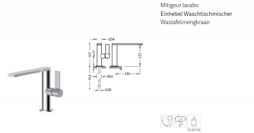 Tres Project-Tres Waschtischmischer Einhebel-Armatur Wasserhahn 21120501, modernes Design für Ihr Bad