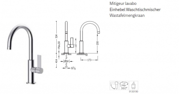 Tres Project-Tres Waschtischmischer Einhebel-Armatur Wasserhahn 21190501, modernes Design für Ihr Bad