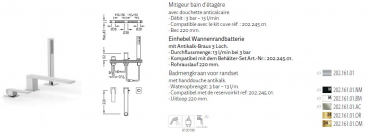 Tres Slim Exclusive Badewannen-Armatur Wannenrandbatterie 20216101 Chrom, Schwarz, Weiß, Gold, Design für Ihr Badezimmer