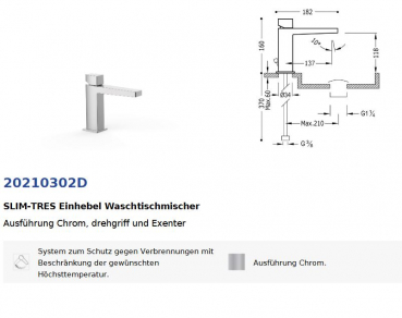 Tres Slim Exclusive Armatur Einhebel Waschtischmischer 20210302 Wasserhahn, Design für Ihr Badezimmer