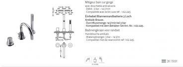 Tres Study Exclusive Wannenrand-Armatur Wasserhahn für Badewanne mit Handbrause, Design für Ihr Badezimmer