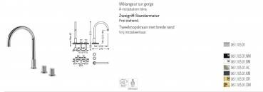 Tres Study Exclusive Waschtischmischer Zweigriff-Armatur Wasserhahn 06110501, Design für Ihr Badezimmer