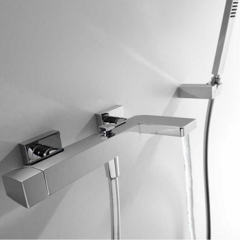 Tres Slim Exclusive Armatur für Badewanne 20217001 mit Handbrause Chrom, Schwarz, Weiß, Gold, Design für Ihr Badezimmer