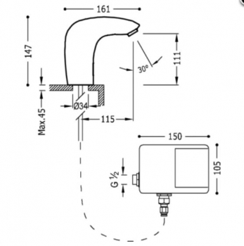 Trestronic Armatur 192 elektronischer Wasserhahn mit fester Wassertemperatur