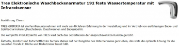 Trestronic Armatur 192 elektronischer Wasserhahn mit fester Wassertemperatur