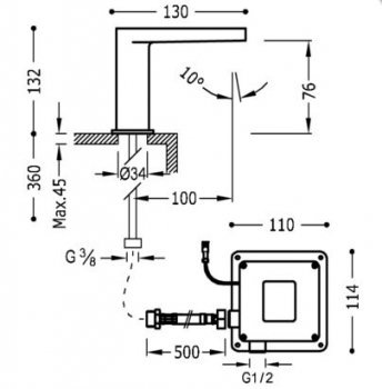 Trestronic Armatur 205 elektronischer Wasserhahn von Tres mit fester Wassertemperatur