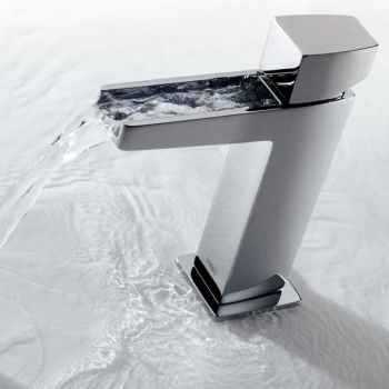 Tres Slim Exclusive Armatur Einhebel Waschtischmischer Kaskade-Wasserfall Wasserhahn, Design für Ihr Badezimmer