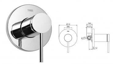 Tres mono-term Einhebelmischer für Dusche und Badewanne