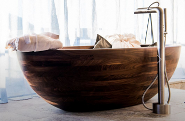 Unique Wood Design Holzbadewanne Baula Nr. 2 freistehende Badewanne aus Holz UWD