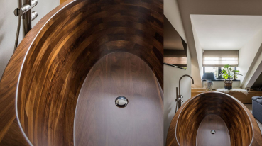 Unique Wood Design Holzbadewanne Baula Nr. 2 freistehende Badewanne aus Holz UWD