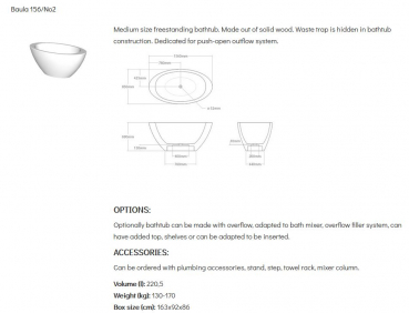 Unique Wood Design Holzbadewanne Baula Nr. 2 freistehende Badewanne aus Holz UWD