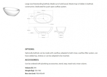 Unique Wood Design Holzbadewanne Baula Nr. 2 freistehende Badewanne aus Holz UWD