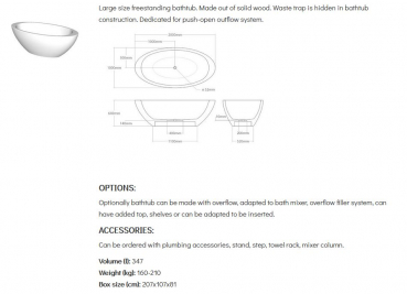 Unique Wood Design Holzbadewanne Baula Nr. 2 freistehende Badewanne aus Holz UWD