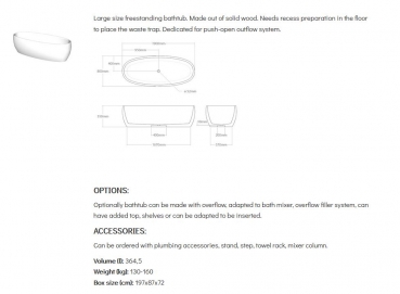 Unique Wood Design Holzbadewanne Madra freistehende Badewanne aus Holz UWD