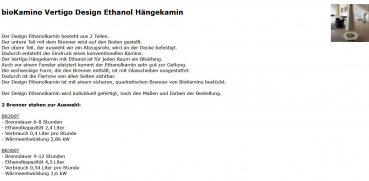 Ethanol Hängekamin Vertigo von bioKamino