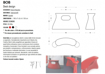 ZAD Italy Adamantx® Bob Empfangstisch, Informationstisch, Rezeption, Theke, italienisches Luxus-Design für Ihre Kunden