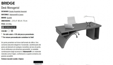 ZAD Italy Adamantx® Bridge Schreibtisch für Büro, Arbeitszimmer und Homeoffice, italienisches Luxus-Design für Ihr Zuhause