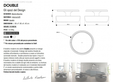 ZAD Italy Adamantx® Double exklusiver Couchtisch, Wohnzimmertisch, Ablage, italienisches Luxus-Design für Ihr Zuhause