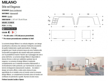 ZAD Italy Adamantx® Milano Schreibtisch für Büro, Arbeitszimmer und Homeoffice, italienisches Luxus-Design für Ihr Zuhause