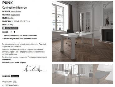 ZAD Italy Adamantx® Punk Schreibtisch für Büro, Arbeitszimmer und Homeoffice, italienisches Luxus-Design für Ihr Zuhause