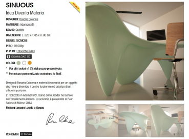 ZAD Italy Adamantx® Sinuous Schreibtisch für Büro, Arbeitszimmer und Homeoffice, italienisches Luxus-Design für Ihr Zuhause