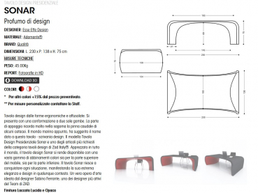 ZAD Italy Adamantx® Sonar Schreibtisch für Büro, Arbeitszimmer und Homeoffice, italienisches Luxus-Design für Ihr Zuhause