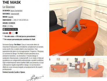 ZAD Italy Adamantx® The Mask Schreibtisch für Büro, Arbeitszimmer und Homeoffice, italienisches Luxus-Design für Ihr Zuhause