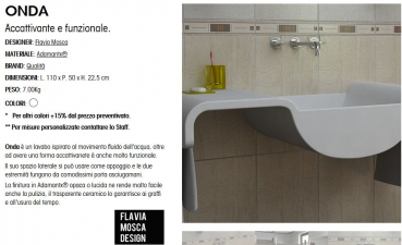 ZAD Italy Adamantx® Waschbecken Onda Waschtisch Wandmontage, italienisches Luxus-Design für Ihr Traumbad