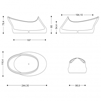 ZAD Italy Adamantx® freistehende ergonomische Badewanne Shoes, italienisches Luxus-Design für Ihr Traumbad