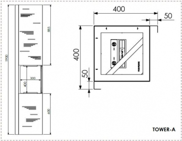 bioKamino Bio-Ethanol Wandkamin Tower Wand Eckmodell mit Bioethanol-Brenner