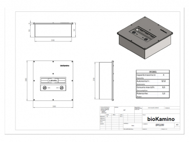 bioKamino manueller Brenner BRQ Gasbrenner für Bio-Etahnol-Kamine