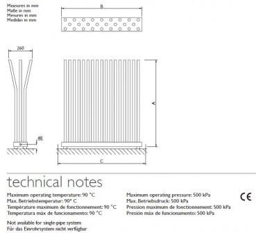 Deltacalor Bambu chrom Designheizkörper Heat-Pipes Supraleiter-Heizkörper