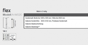 Geo Walk In mit Schwenkelement A-W020 maw flex