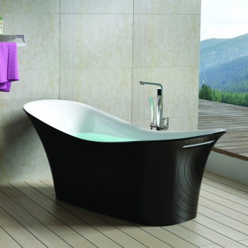 Rubicer Retro Design Badewanne, schwarz oder weiß, Steinstaub/Kunstharz