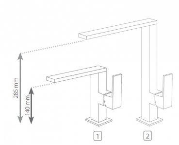 Tres cuadro-tres Armatur für Waschtisch mit 34 x 10 mm-Rohrauslauf