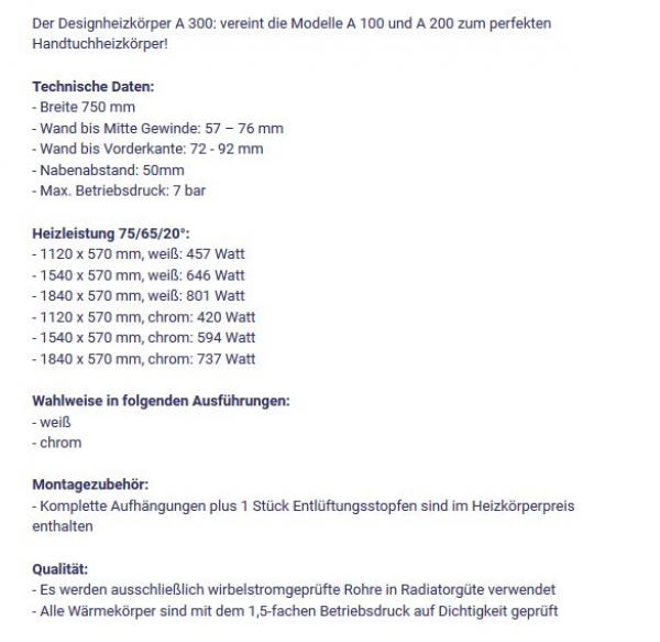 A 300 Designheizkörper von Corpotherma