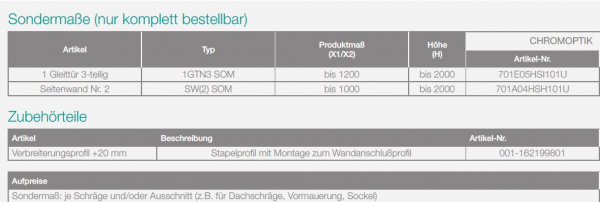 PUK Alvier Duschkabine 3-teilige Schiebetür mit Seitenwand