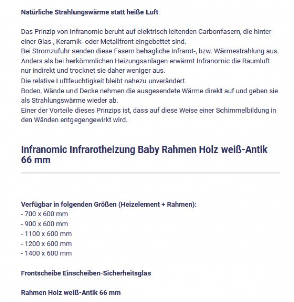 Baby Infrarot-Heizelement von Infranomic