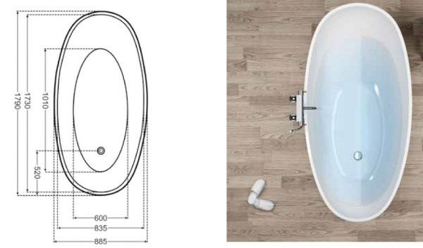 Börsting Ariane Oval-Acrylbadewanne freistehende Ovalbadewanne