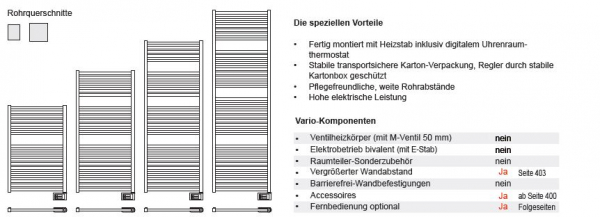 Bemm Mido Q EK-R Elektro-Badheizkörper digitales Thermostat Handtuchheizkörper weiß