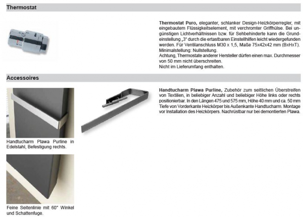 Bemm Plawa Purline Plan-Bad-/Raumwärmer Design-Heizkörper Handtuchheizkörper