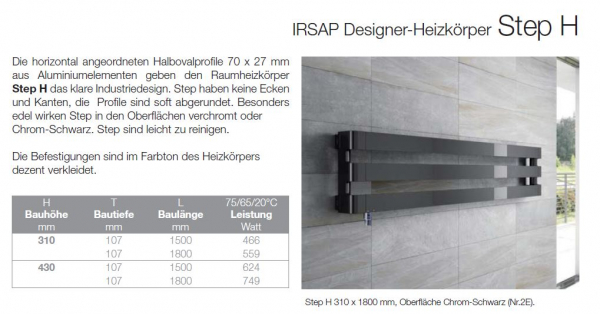 Bemm Step H Arte Designerheizkörper Raumheizkörper