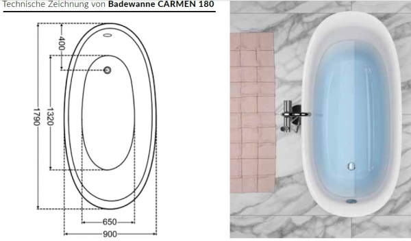 Börsting Carmen Acrylbadewanne freistehend