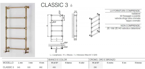 Brandoni Classic 3 Designheizkörper Retroheizkörper Shabby-Chic